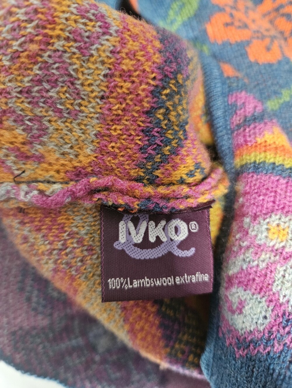 IVKO For Anthropologie Floral Pattern Cardigan Teal Sweater Small Lambswool Fine - Picture 8 of 11